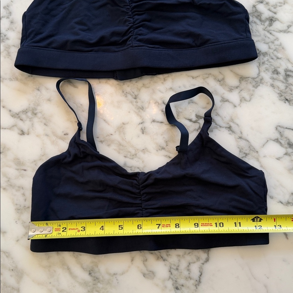 NWOT Quince Navy Blue Micromodal Ruched Bralette (2-pack) Sz M Adjustable - Picture 5 of 8